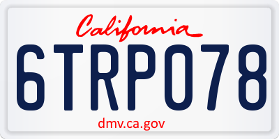 CA license plate 6TRP078