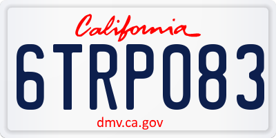 CA license plate 6TRP083