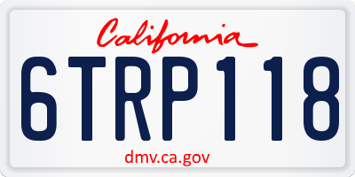 CA license plate 6TRP118