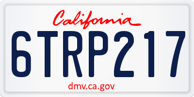 CA license plate 6TRP217