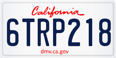 CA license plate 6TRP218