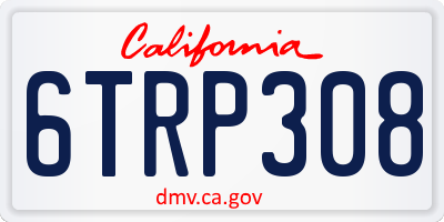 CA license plate 6TRP308