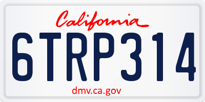CA license plate 6TRP314