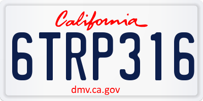 CA license plate 6TRP316
