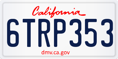 CA license plate 6TRP353
