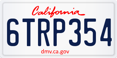 CA license plate 6TRP354