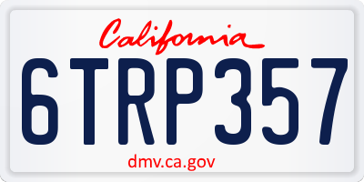 CA license plate 6TRP357