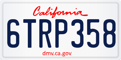 CA license plate 6TRP358