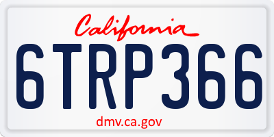 CA license plate 6TRP366