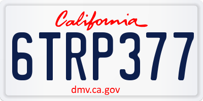 CA license plate 6TRP377