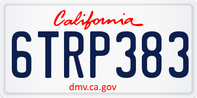 CA license plate 6TRP383