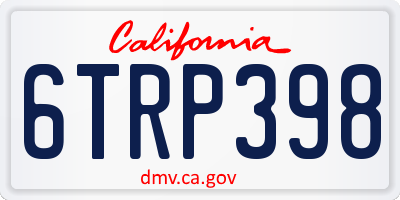 CA license plate 6TRP398