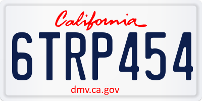 CA license plate 6TRP454