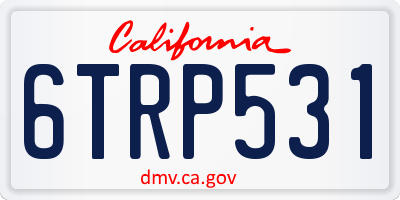 CA license plate 6TRP531
