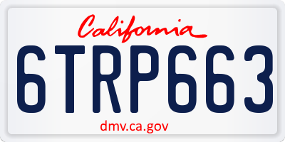 CA license plate 6TRP663