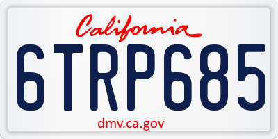 CA license plate 6TRP685