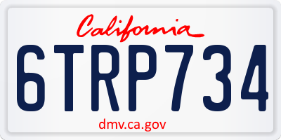 CA license plate 6TRP734