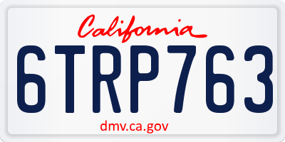 CA license plate 6TRP763