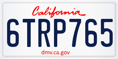 CA license plate 6TRP765