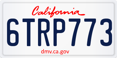 CA license plate 6TRP773