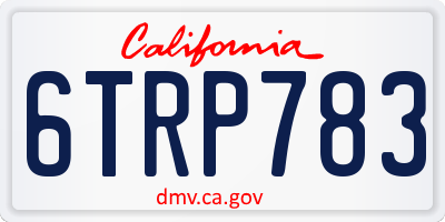 CA license plate 6TRP783