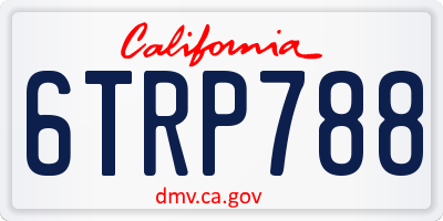 CA license plate 6TRP788