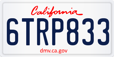 CA license plate 6TRP833