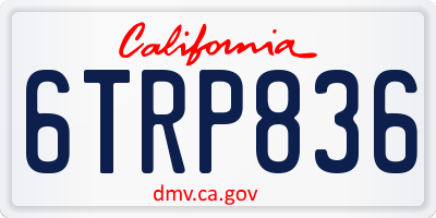 CA license plate 6TRP836