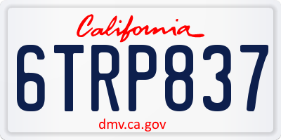 CA license plate 6TRP837