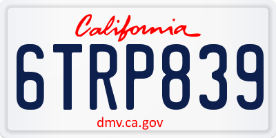 CA license plate 6TRP839