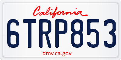 CA license plate 6TRP853