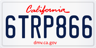 CA license plate 6TRP866