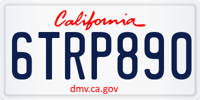 CA license plate 6TRP890