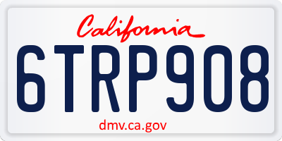 CA license plate 6TRP908