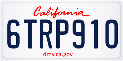CA license plate 6TRP910