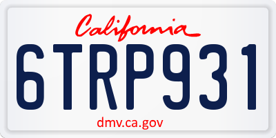 CA license plate 6TRP931