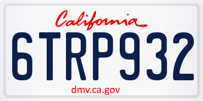 CA license plate 6TRP932