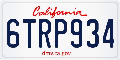 CA license plate 6TRP934