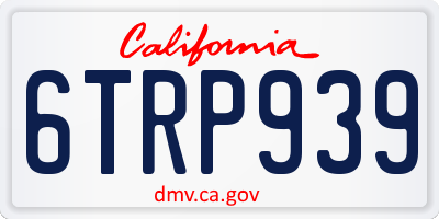 CA license plate 6TRP939