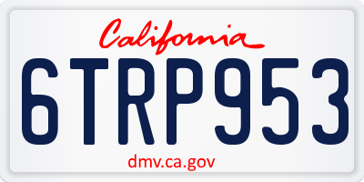 CA license plate 6TRP953