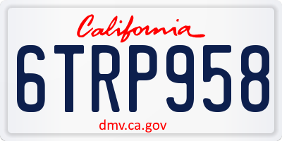 CA license plate 6TRP958