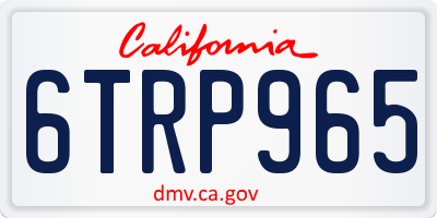 CA license plate 6TRP965