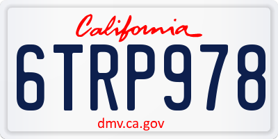CA license plate 6TRP978