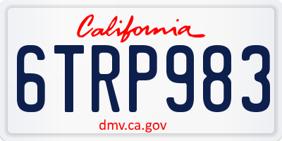CA license plate 6TRP983