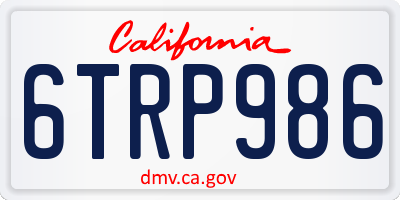 CA license plate 6TRP986