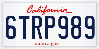 CA license plate 6TRP989