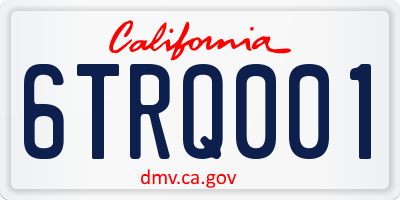 CA license plate 6TRQ001