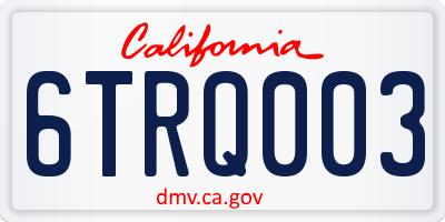 CA license plate 6TRQ003