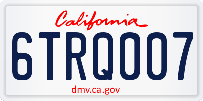 CA license plate 6TRQ007