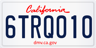 CA license plate 6TRQ010